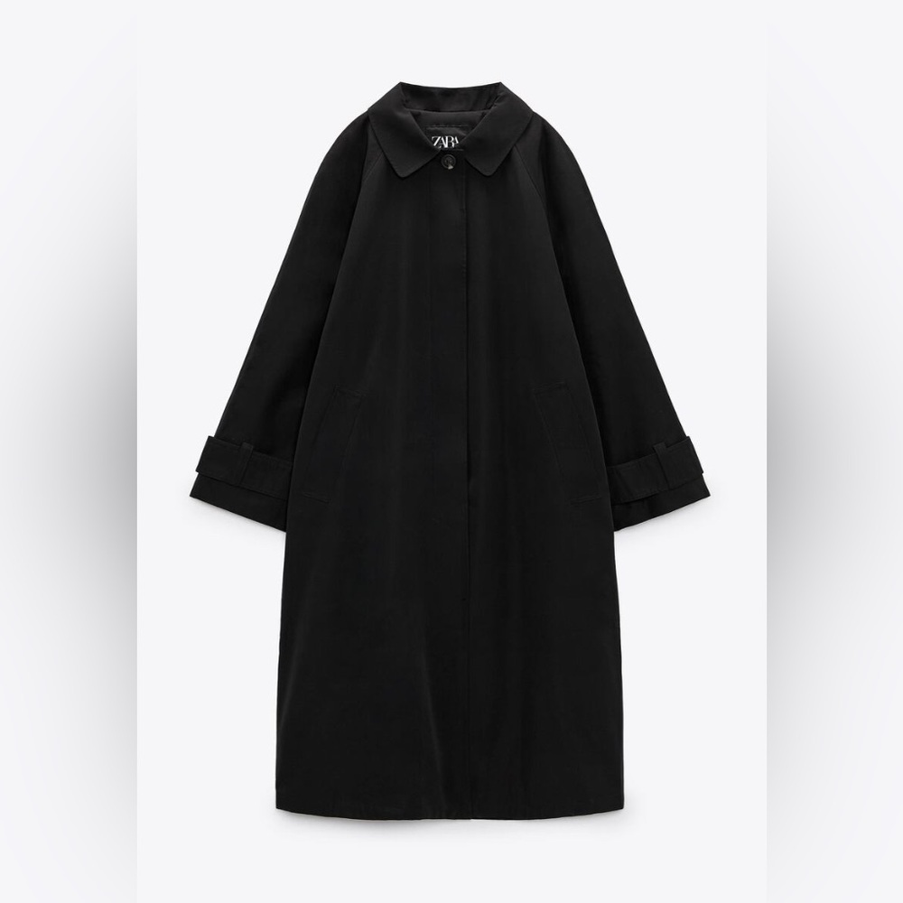 Zara ZW COLLECTION OVERSIZED WATER REPELLENT TRENCH COAT. Black. Size XS. NWT. - Picture 14 of 15